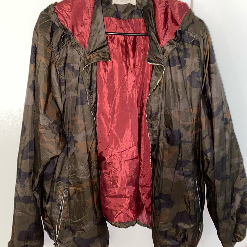 Camo rain jacket.